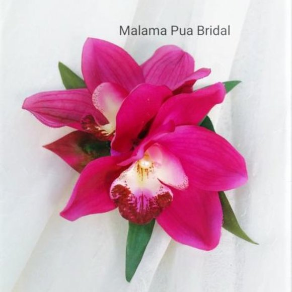 Hawaiian Silk Orchid Hair Clip - Picture 2 of 9